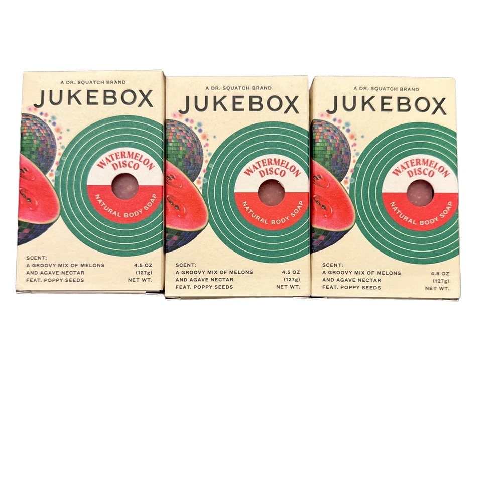 NWT Dr Squatch Watermelon Disco Heavy Scrub Pack of 3 Natural Soap